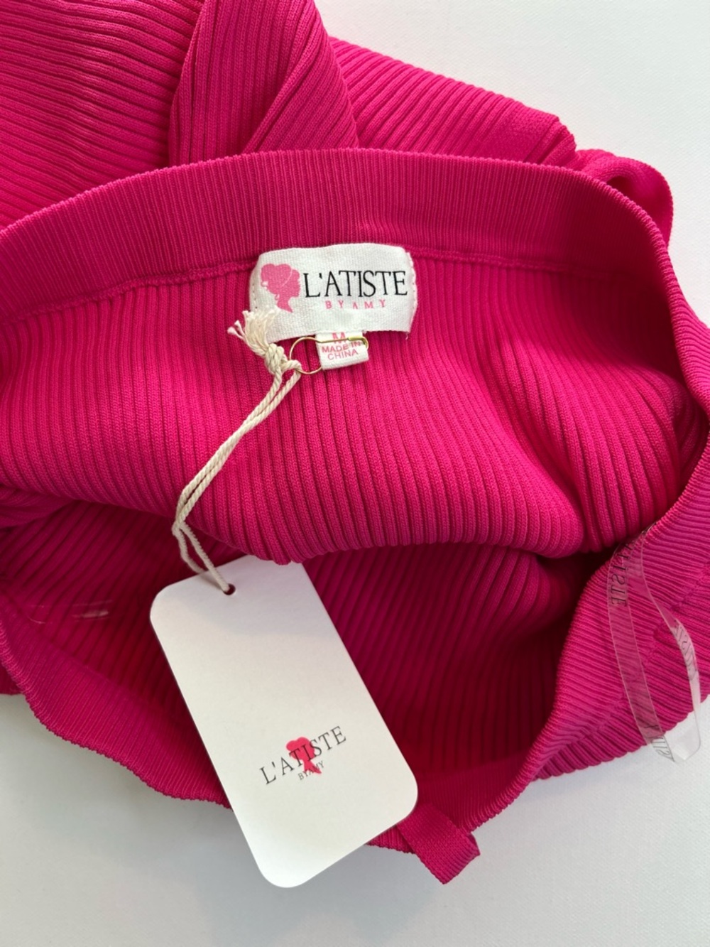 L'ATISTE Hot Pink Ribbed Knit Top and Skirt Set NWT - Picture 7 of 11